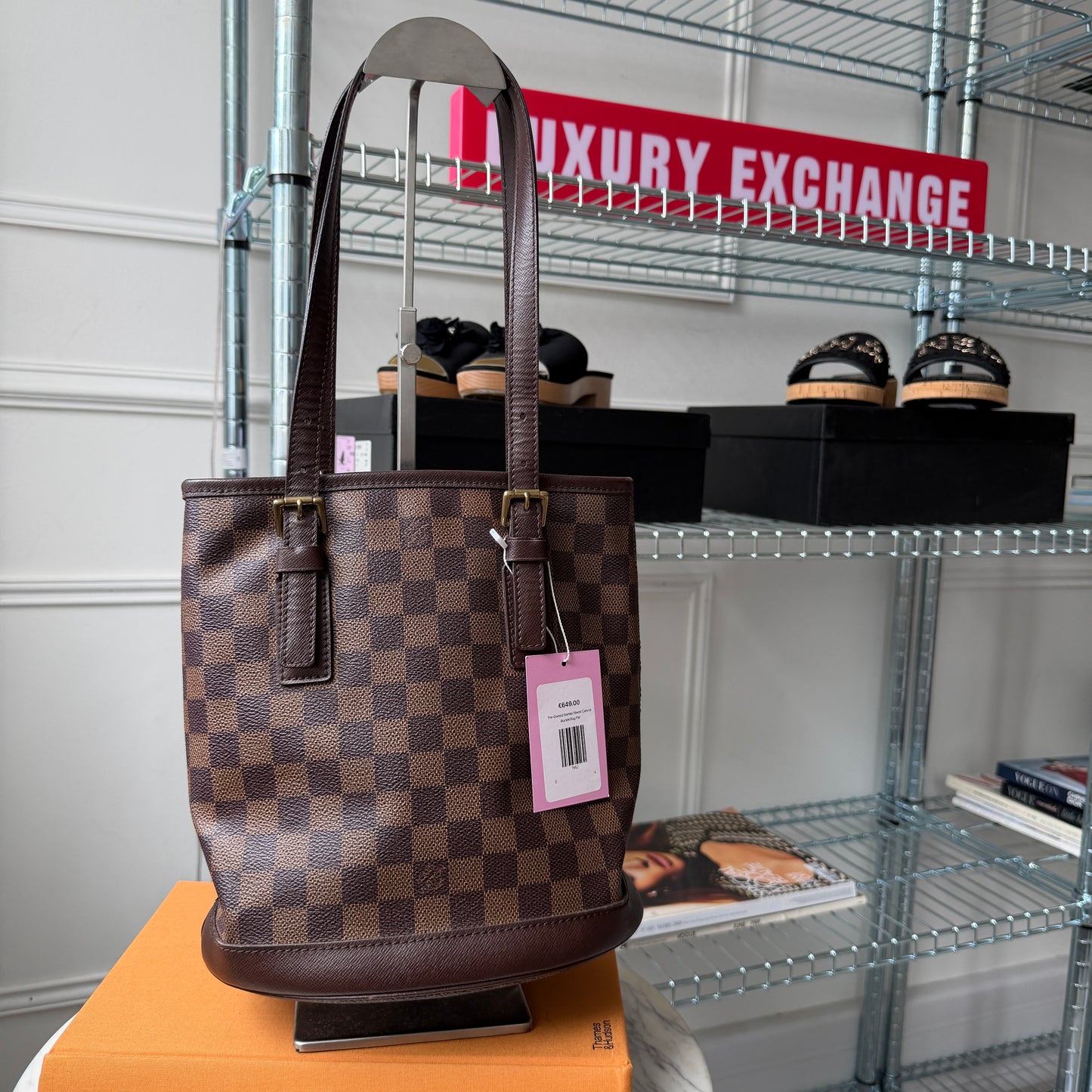 Pre-Owned Damier Ebene Canvas Bucket Bag PM