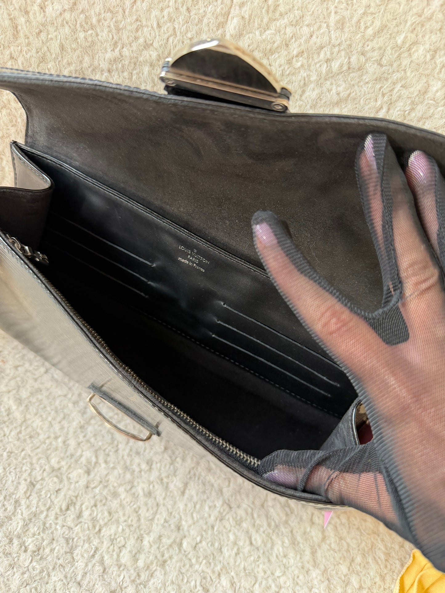Black Electric Epi Lena Shoulder Bag