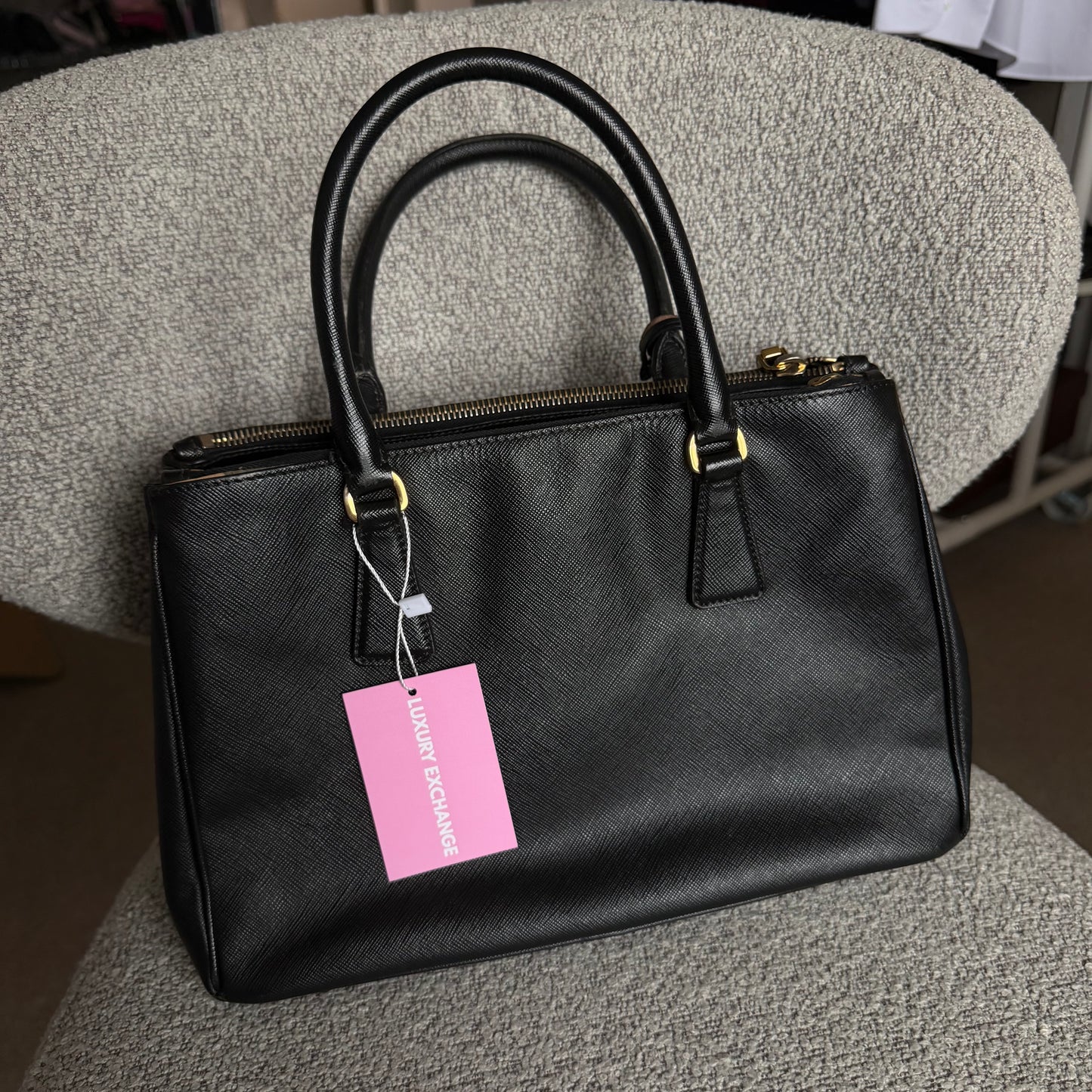 Pre-Owned Black Saffiano Leather Small Galleria