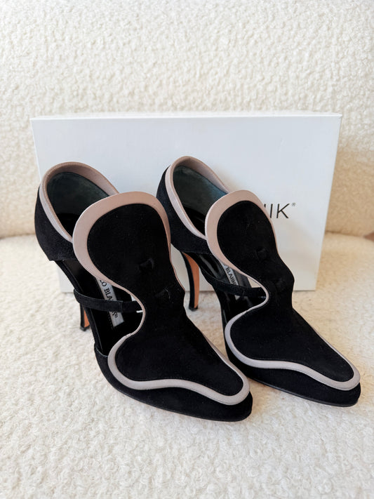 Black Suede Heels Size 36 3.5" Heel