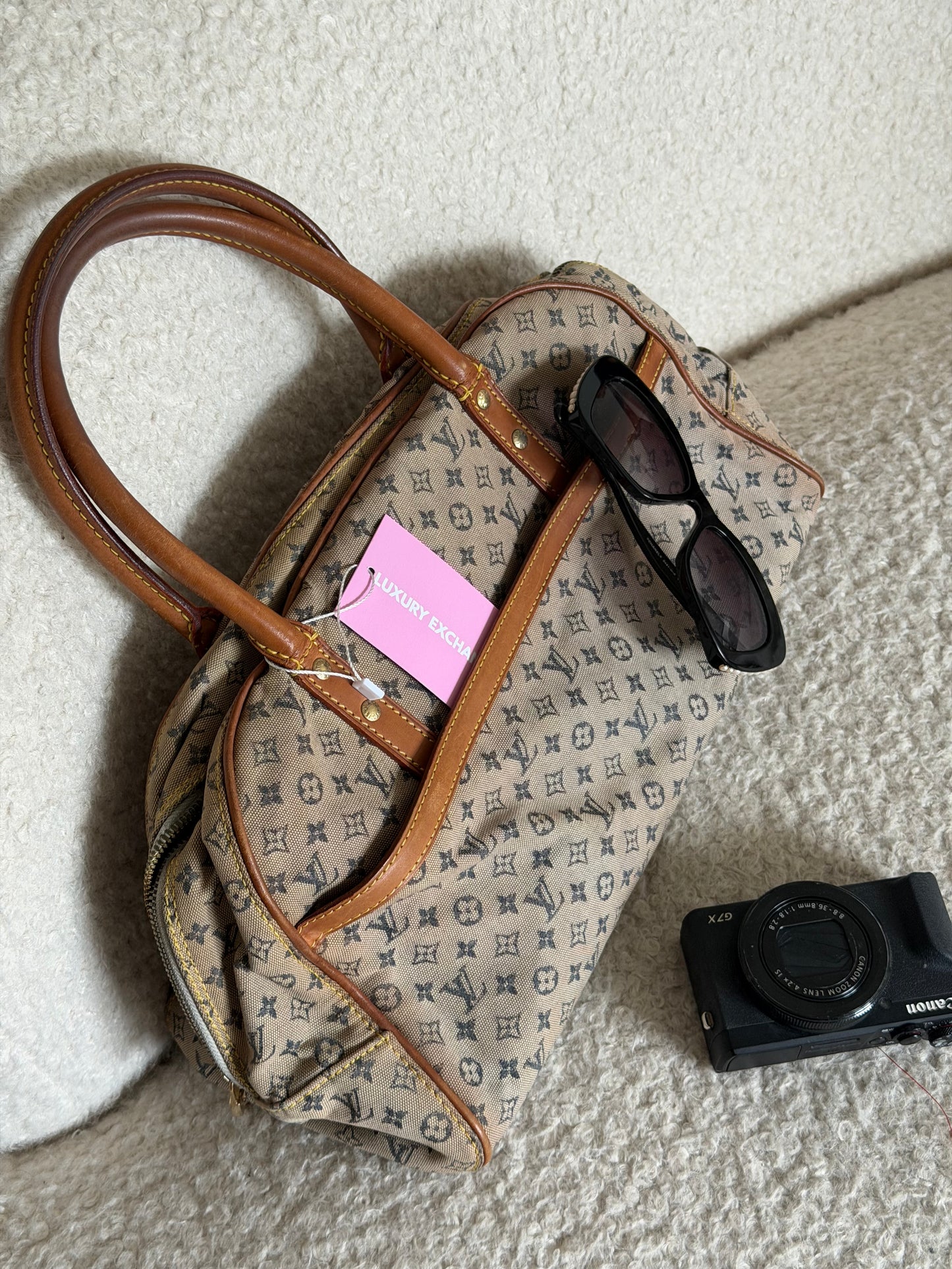 Pre-Owned Grey/Blue Mini Lin Canvas Handbag
