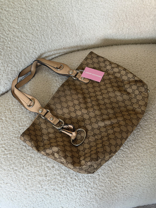 Pre-Owned Beige/Pink GG Canvas Shopper Tote