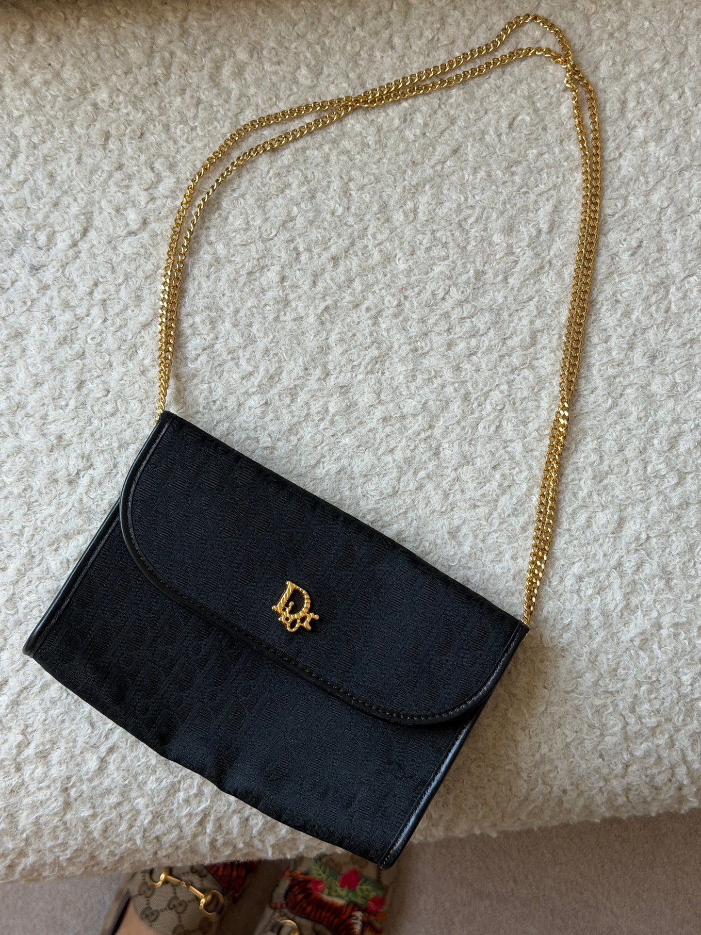 Pre-Owned Black Oblique Canvas Crossbody Bag