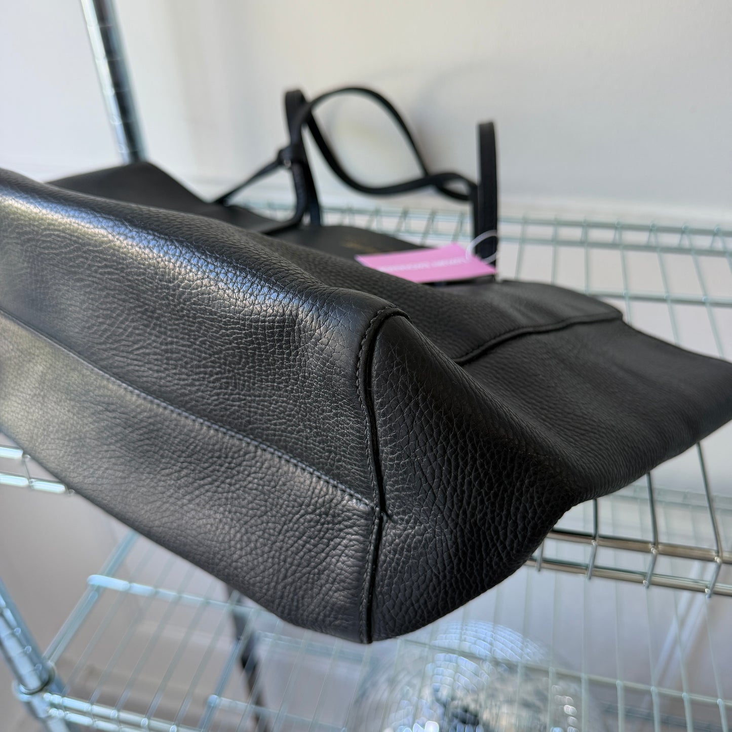 Pre-Owned Black Pebbled Leather Shopper Tote