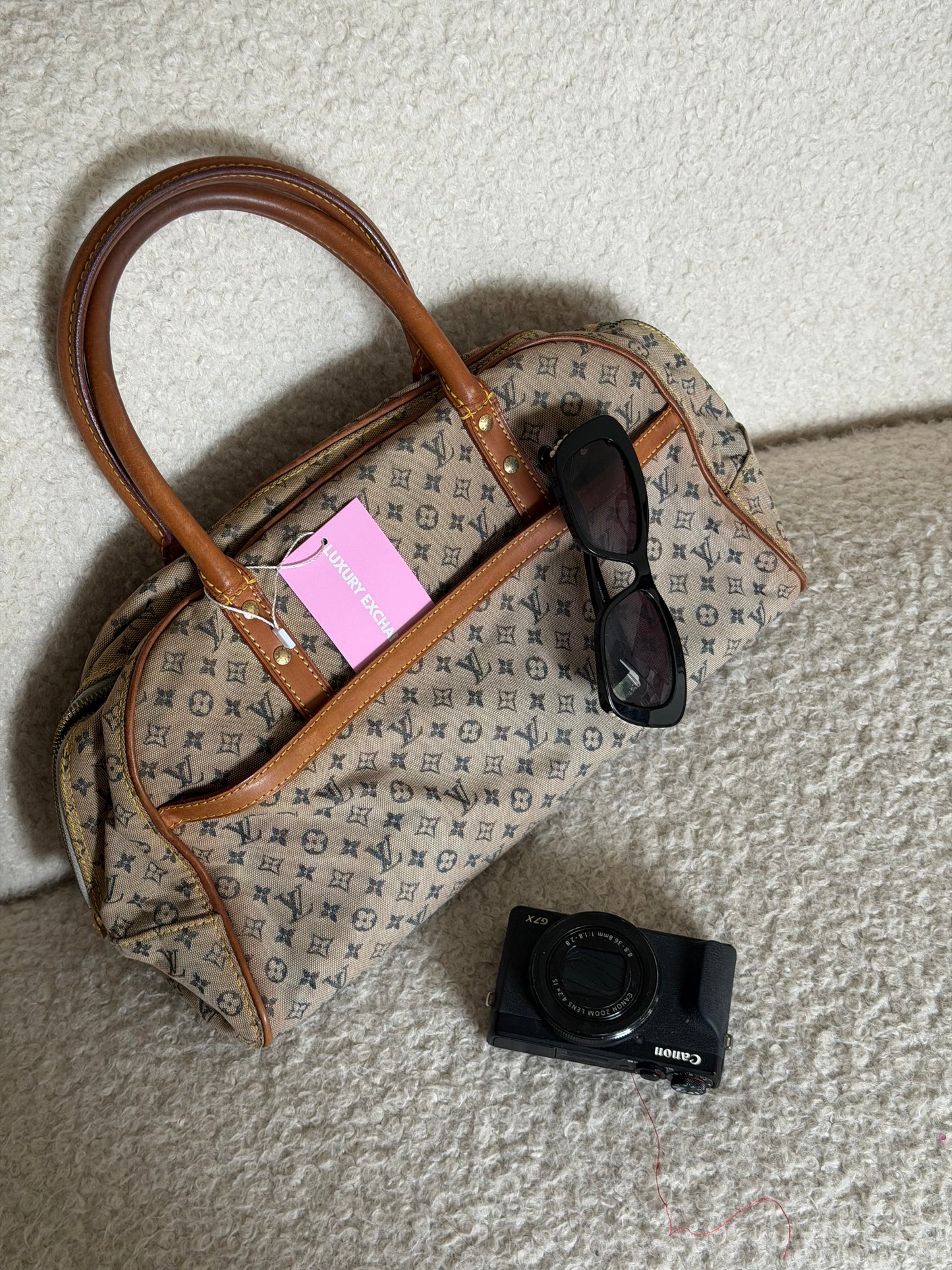 Pre-Owned Grey/Blue Mini Lin Canvas Handbag