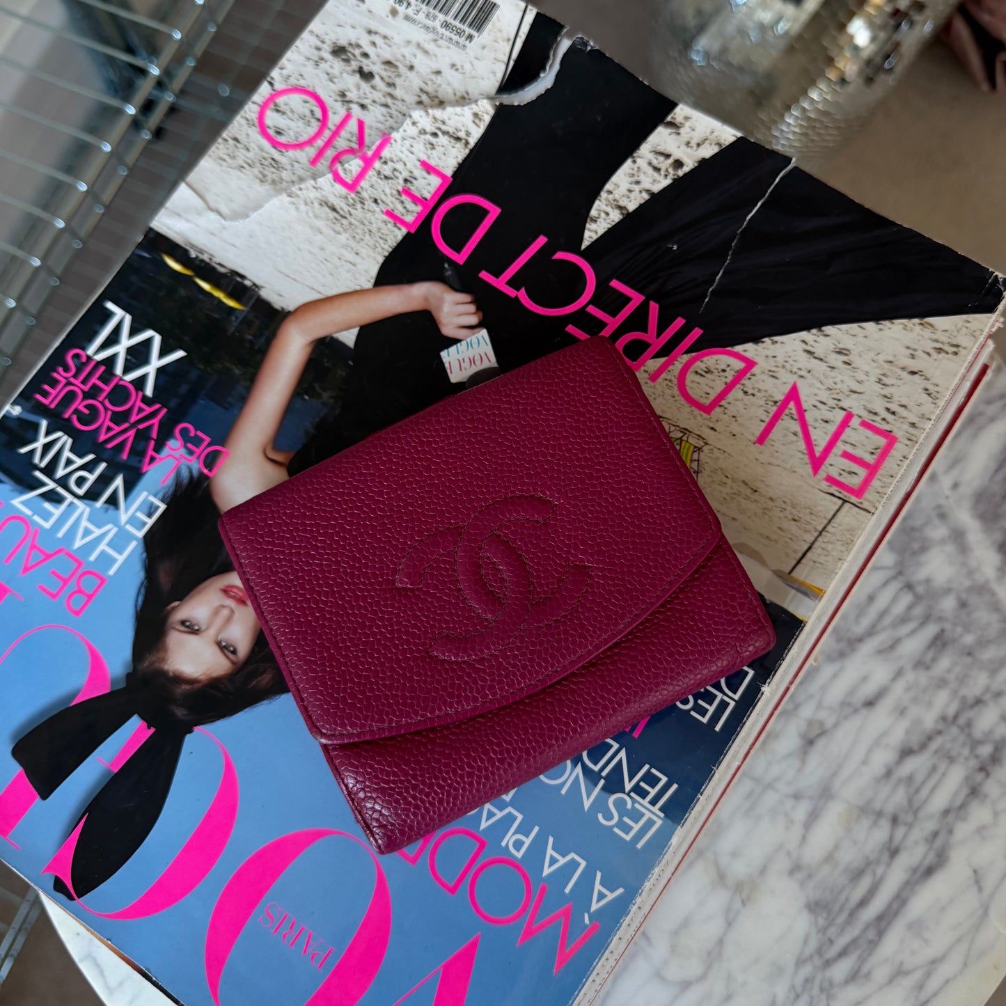Pre-Owned Pink Timeless Caviar Leather Wallet