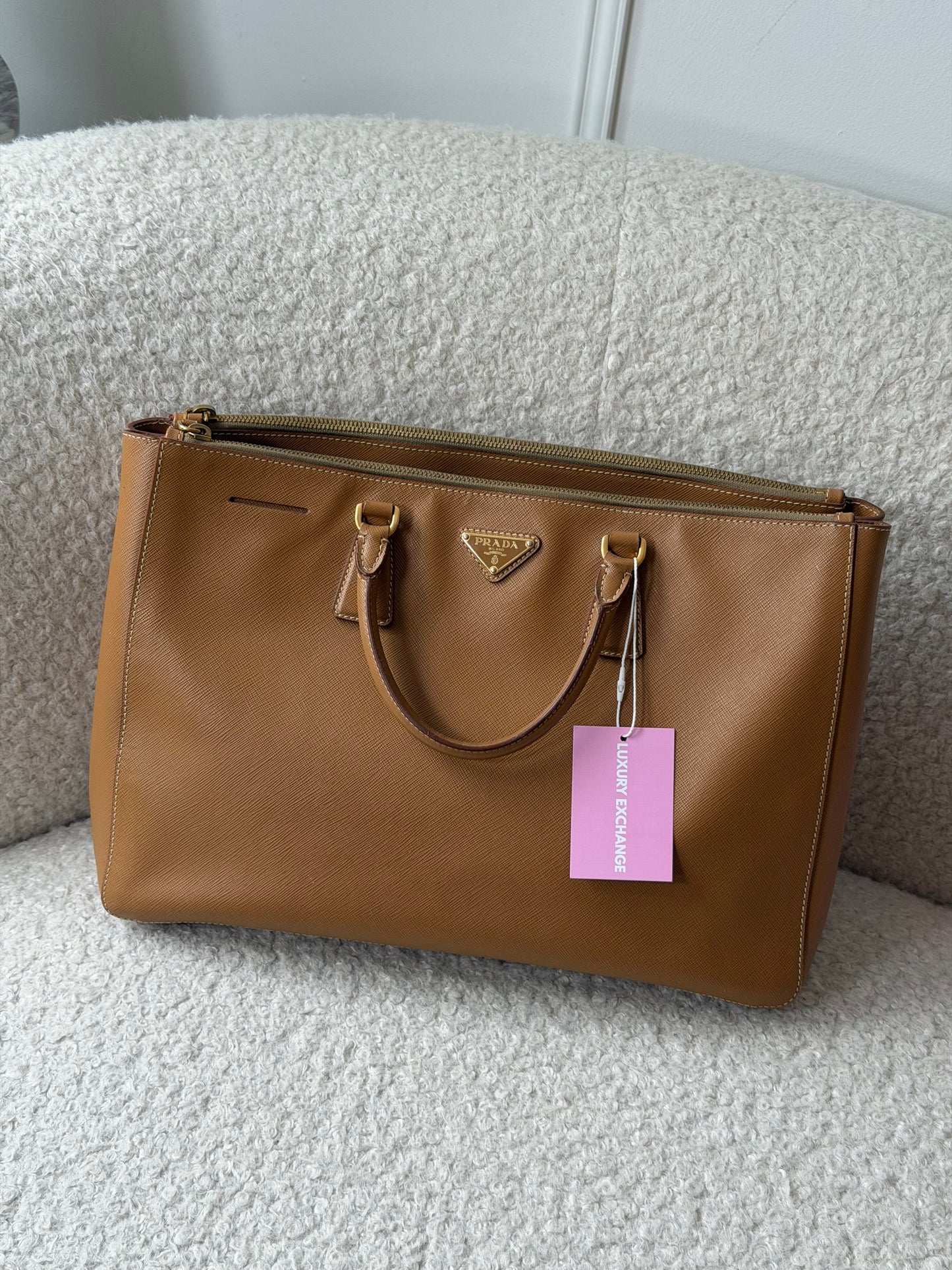 Brown Saffiano Leather Galliera Large - Pre-Owned