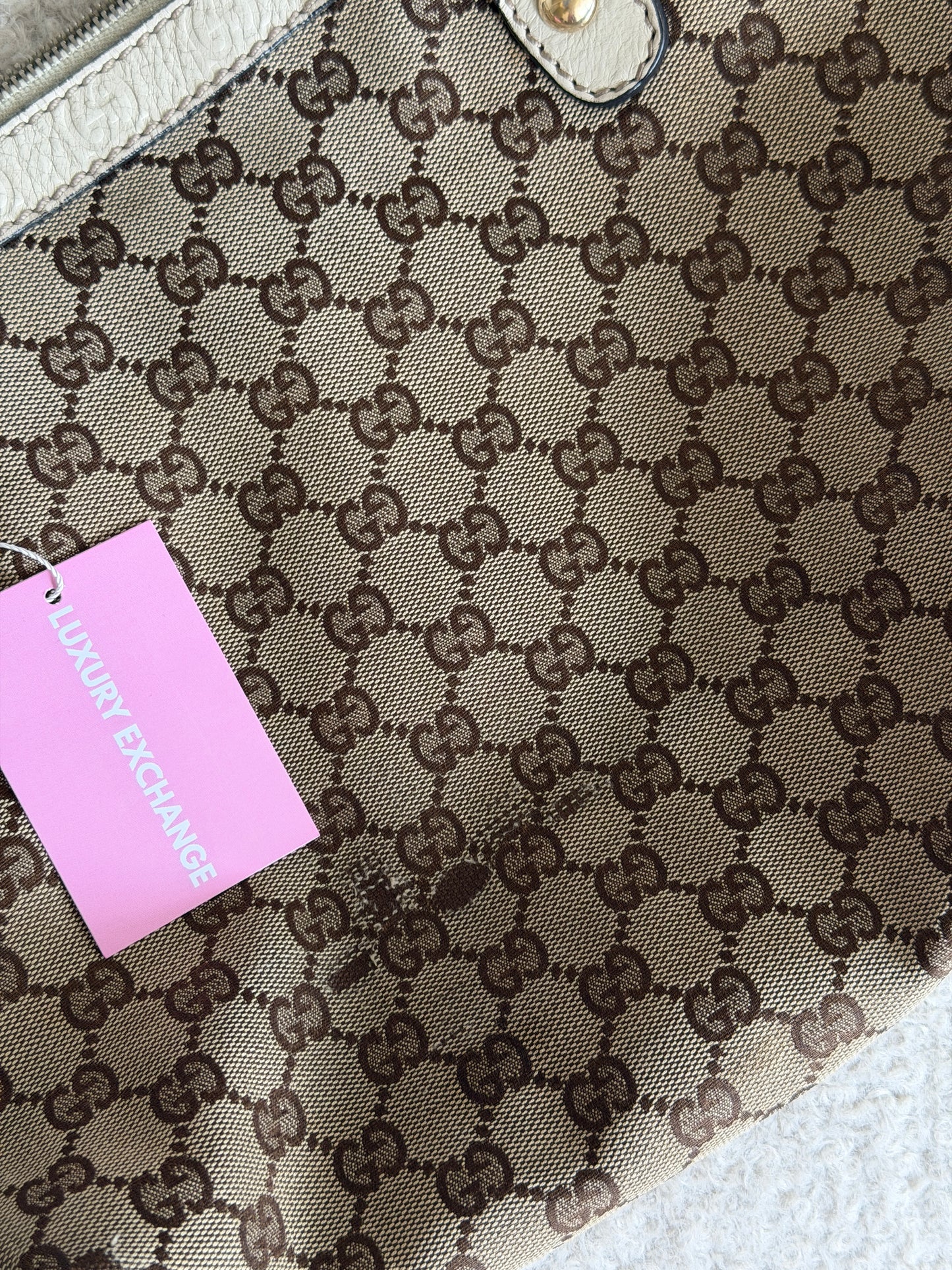 Pre-Owned Beige GG Canvas/Leather Shopper Tote
