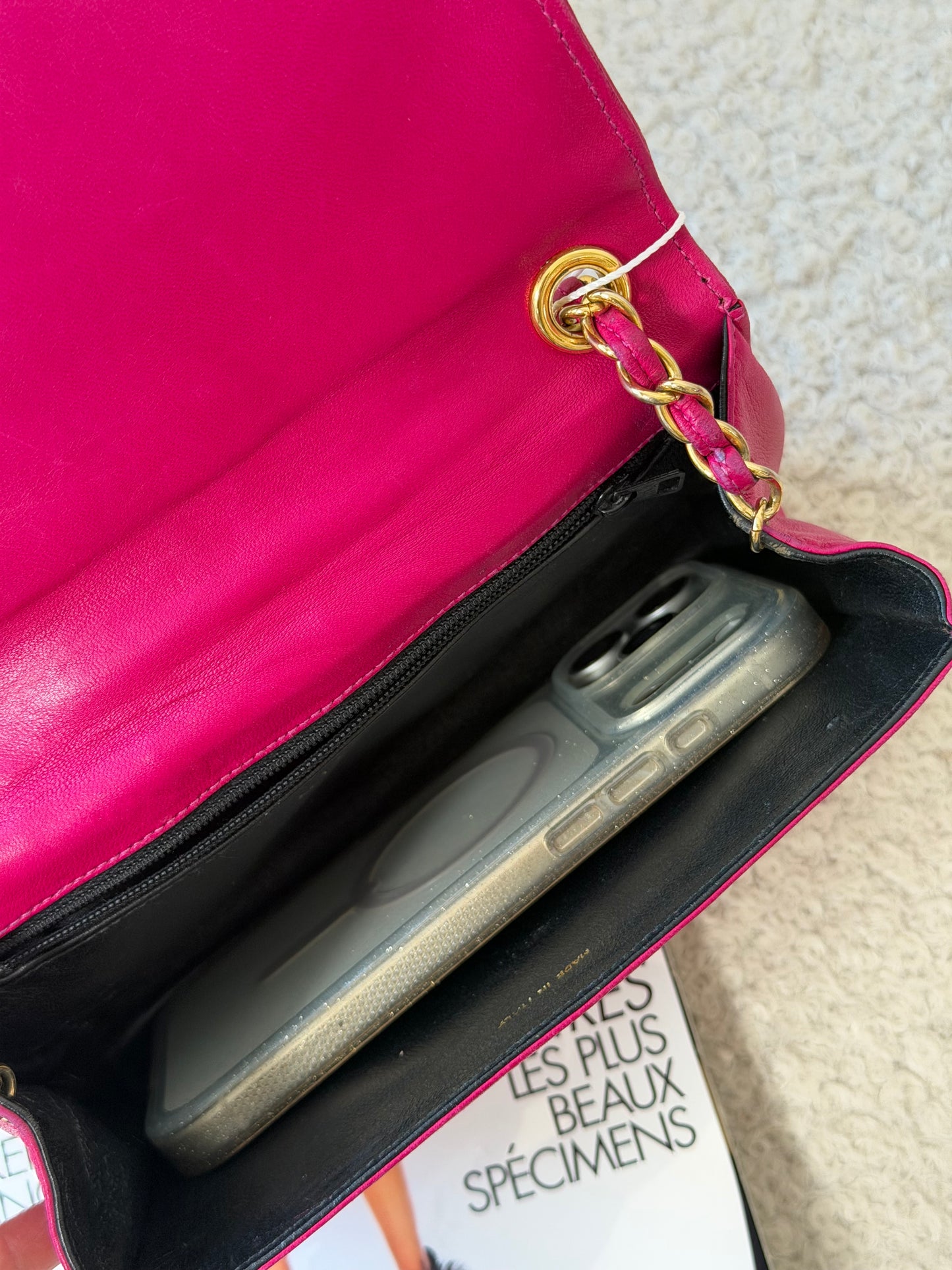 Pre-Owned Pink Matelassé Lambskin Flap Shoulder Bag