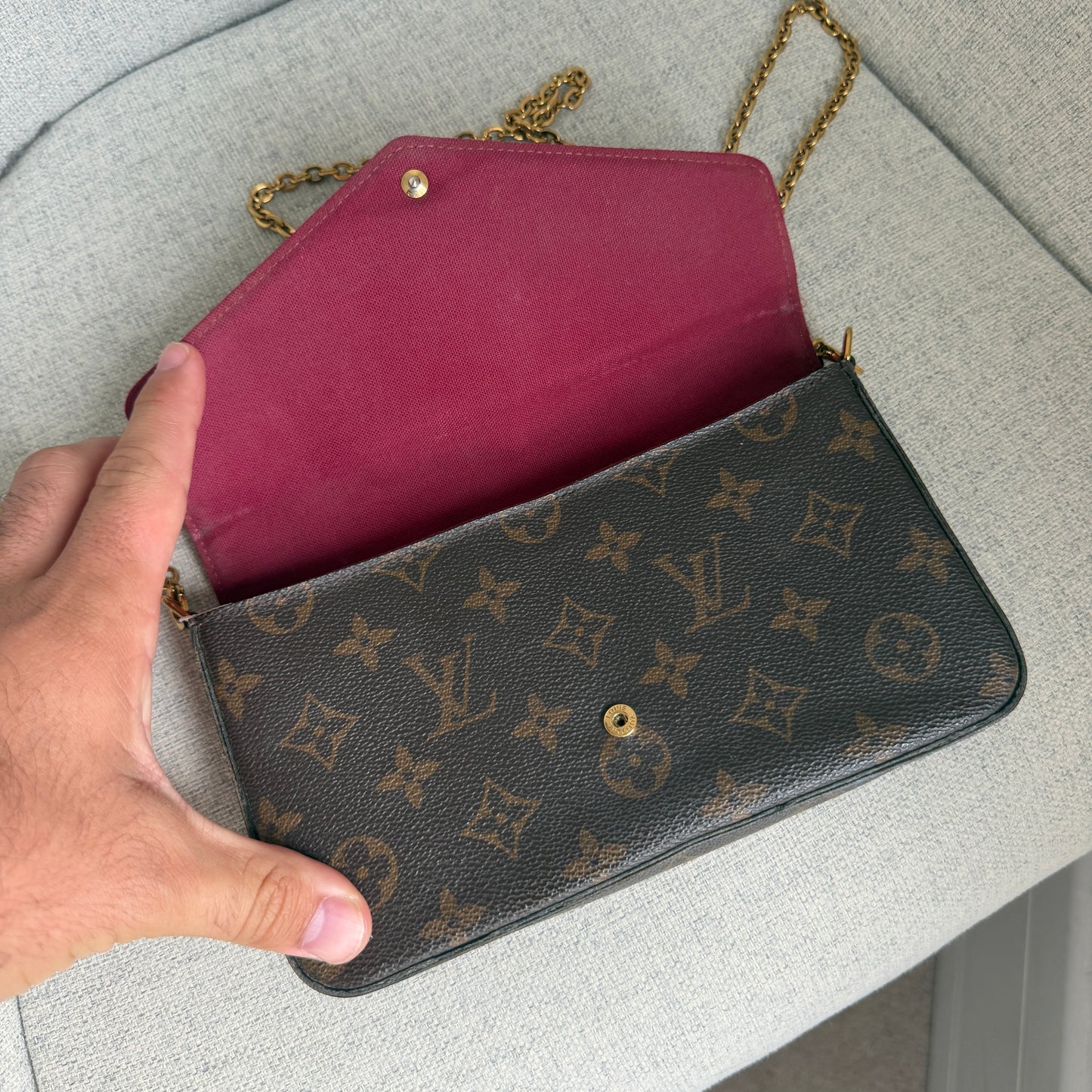 Pre-Owned LV Monogram Canvas Felicie Wallet on Chain