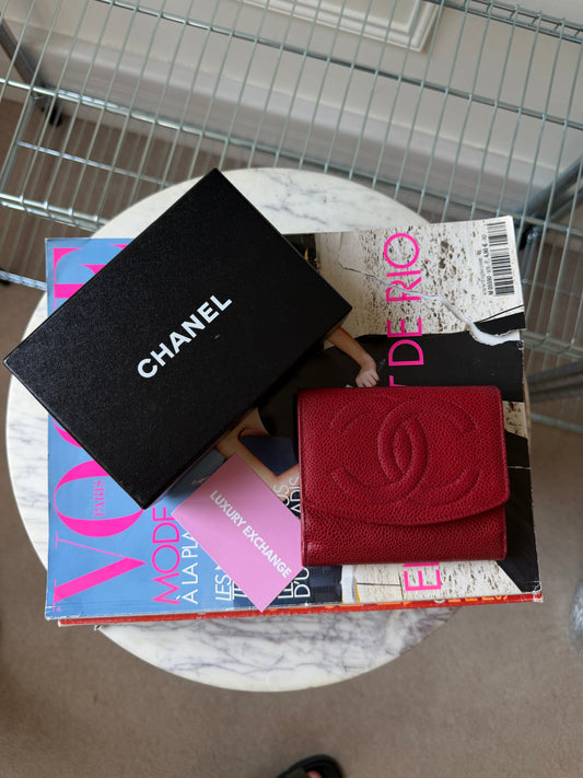Pre-Owned Red Timeless Caviar Leather Wallet