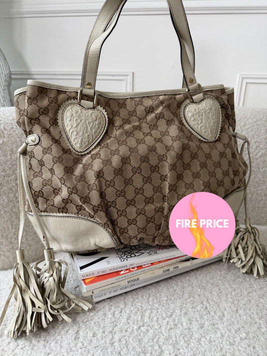 Pre-Owned Beige GG Canvas 'Neverfull' Tote Bag