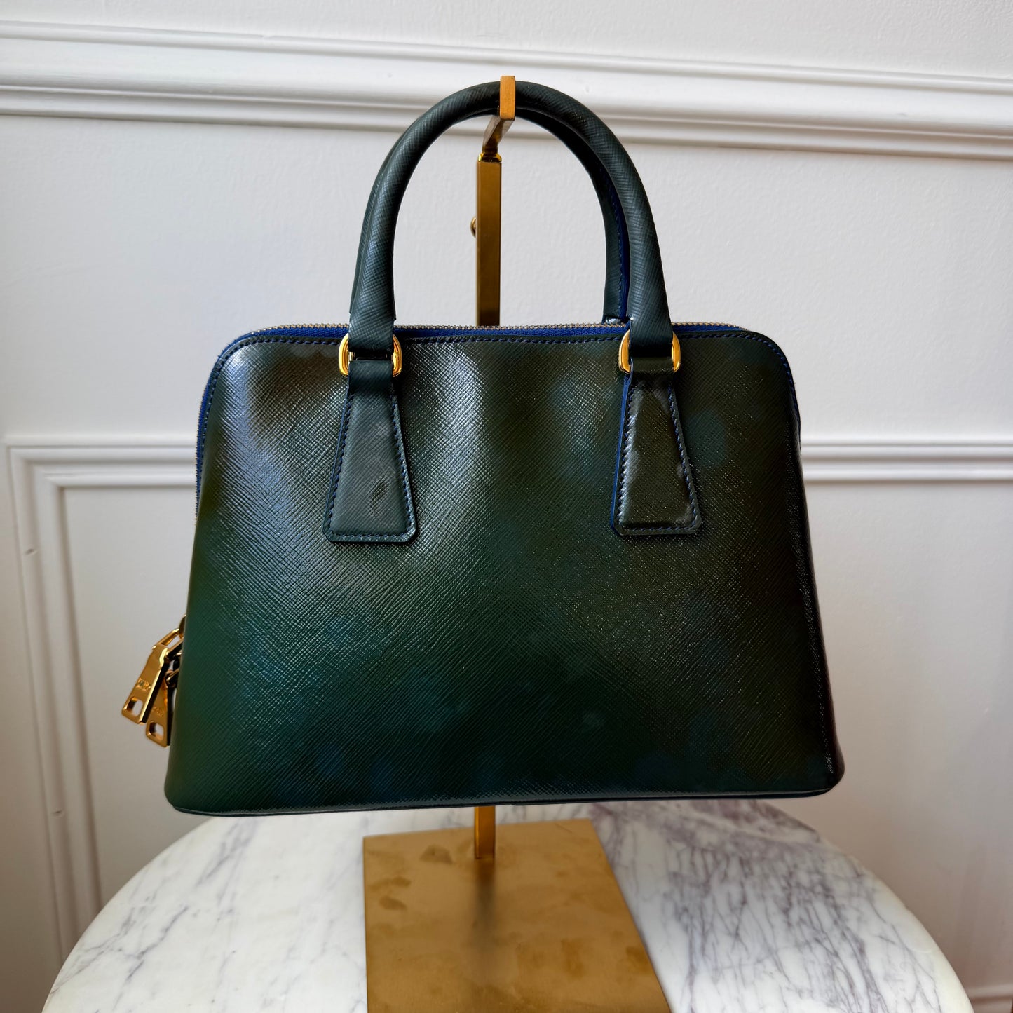 2000s Vintage Green Patent Leather Promenade Tote