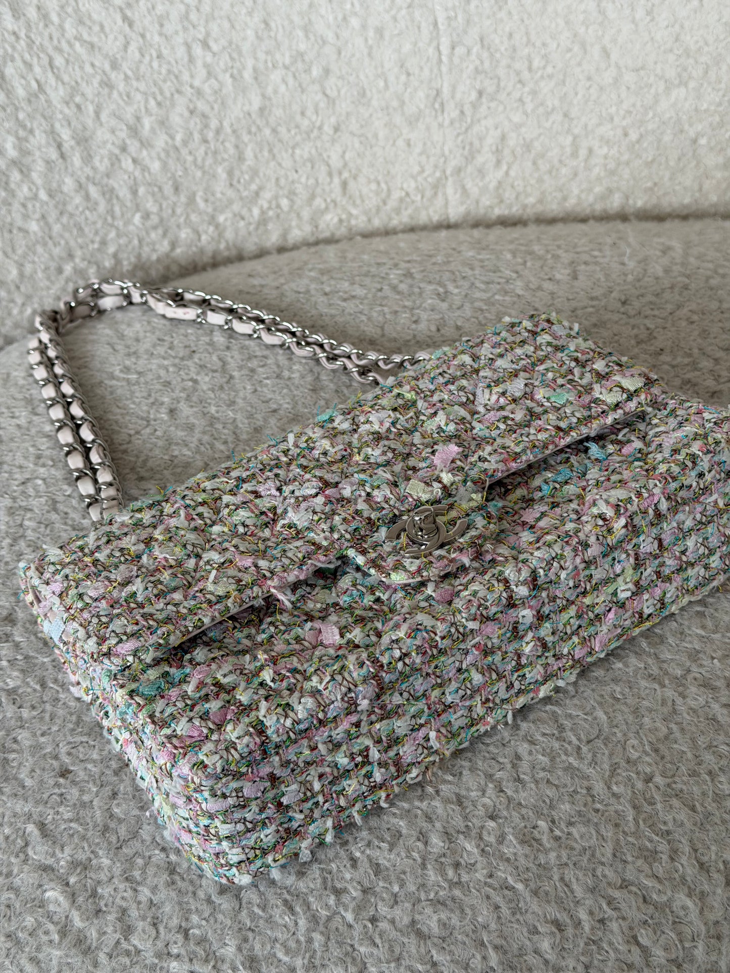 Pre-Owned Multicolour Fabric Medium Classic Double Flap Shoulder Bag