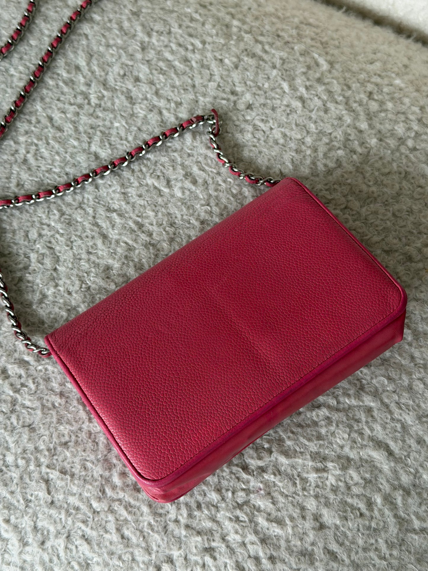 Pre-Owned Pink Timeless Caviar Leather Wallet on Chain