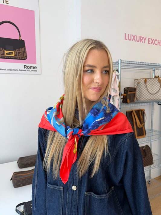 Red/Blue Silk Scarf 90