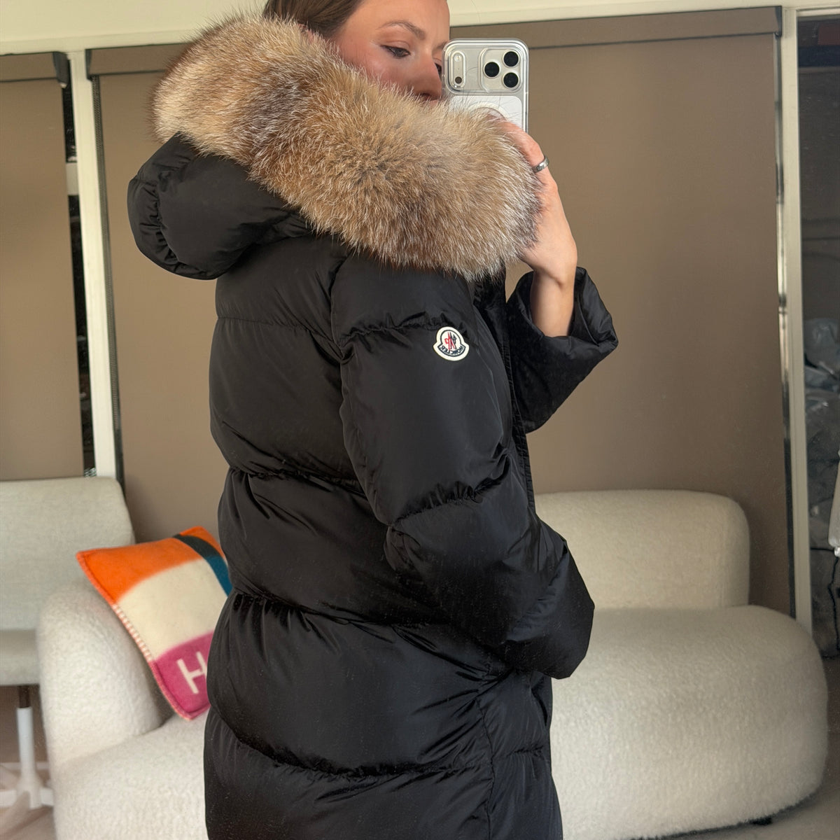 Pre-Owned Black Fur Collar Down Parka Jacket (0)