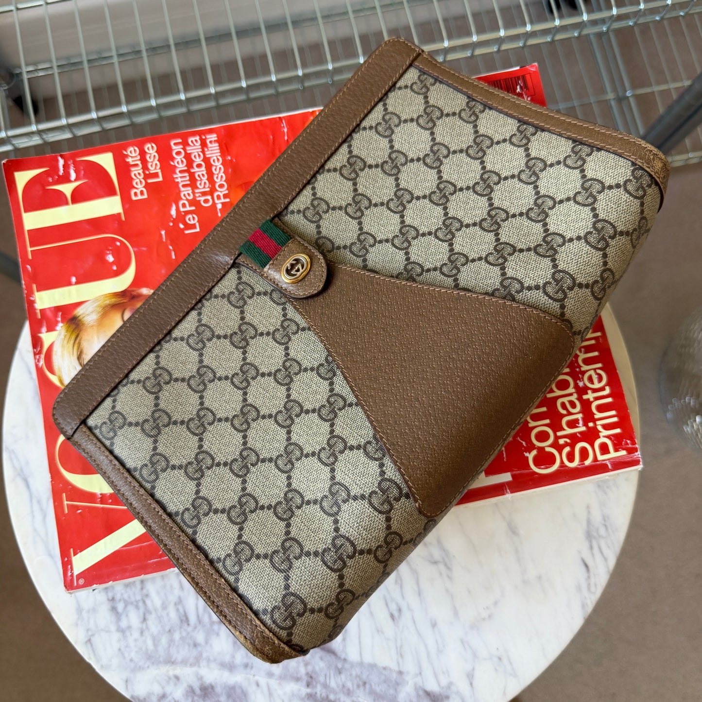 Pre-Owned GG Supreme Coated Canvas Clutch Bag