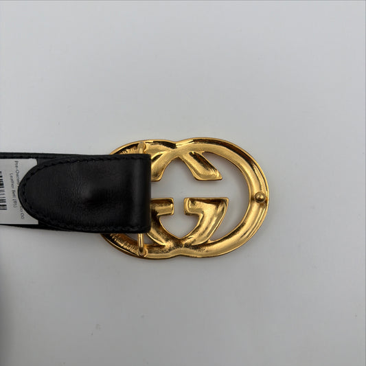 Pre-Owned Black Jumbo GG Leather Belt (85)