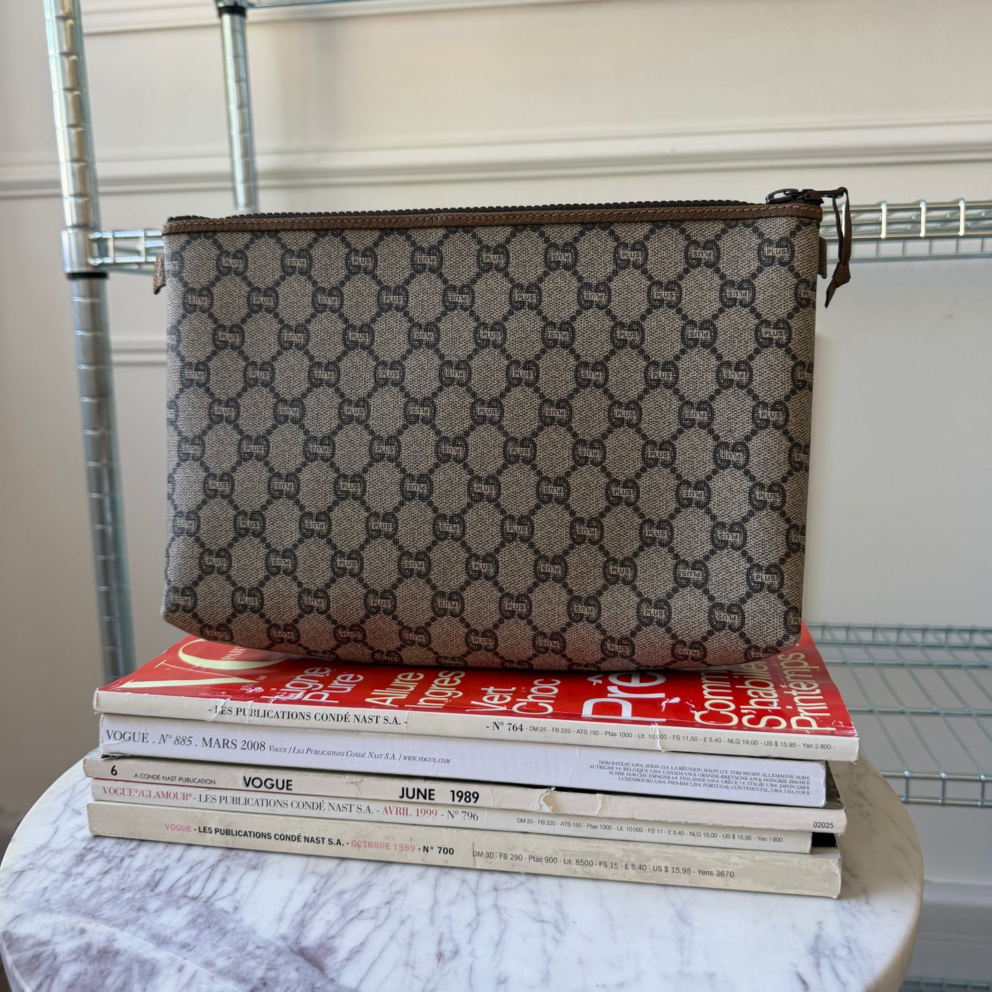 Pre-Owned GG Supreme Plus Coated Canvas Clutch Bag