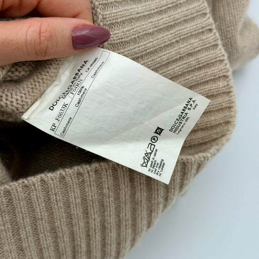 Pre-Owned Beige Cashmere Knit UK10 IT42