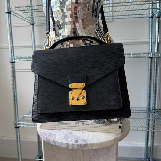 Pre-Owned Black Epileather Monceau GM Crossbody Bag