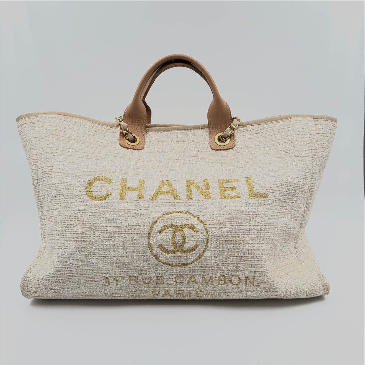 Pre-Owned Beige Tweed Deauville Shopper Tote