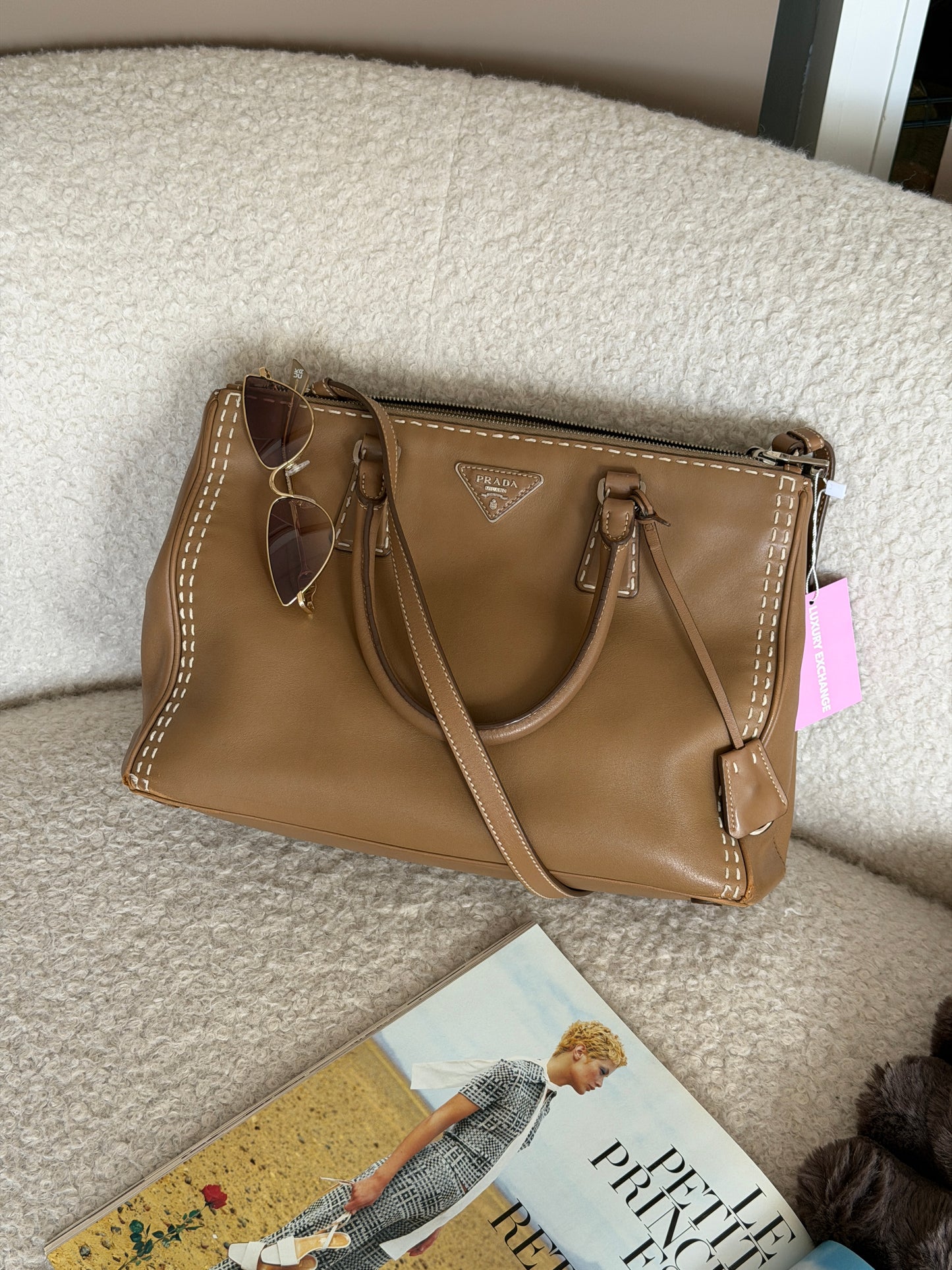 Pre-Owned Tan Leather 'Baggy' Medium Galleria Crossbody Bag