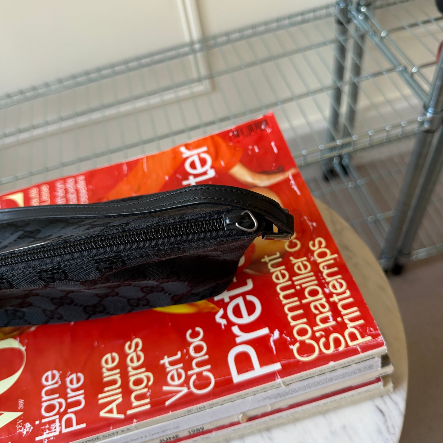 Pre-Owned Black GG Canvas Boat Bag