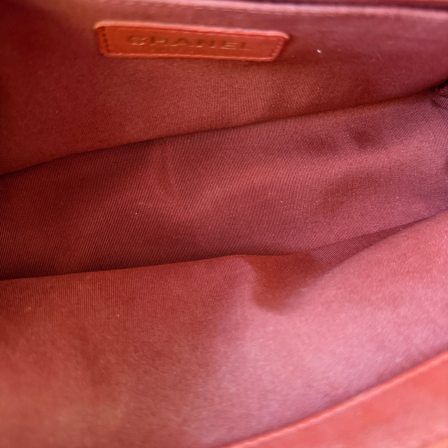 Pre-Owned Burnt Orange 'Boy' Lambskin Single Flap Crossbody Bag