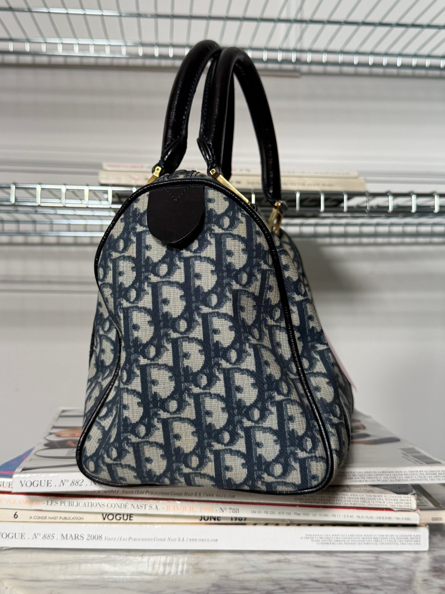 Pre-Owned Navy Trotter Canvas Boston Bag