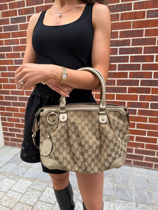 Pre-Owned Beige GG Canvas Tote Bag