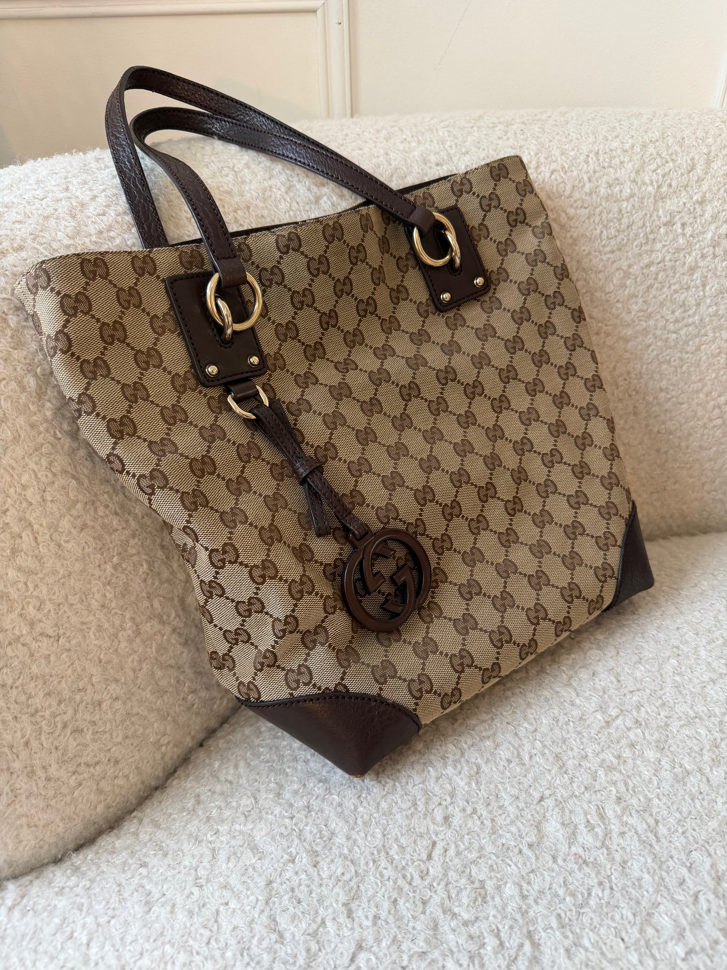 Pre-Owned Beige/Brown GG Canvas Tote Bag