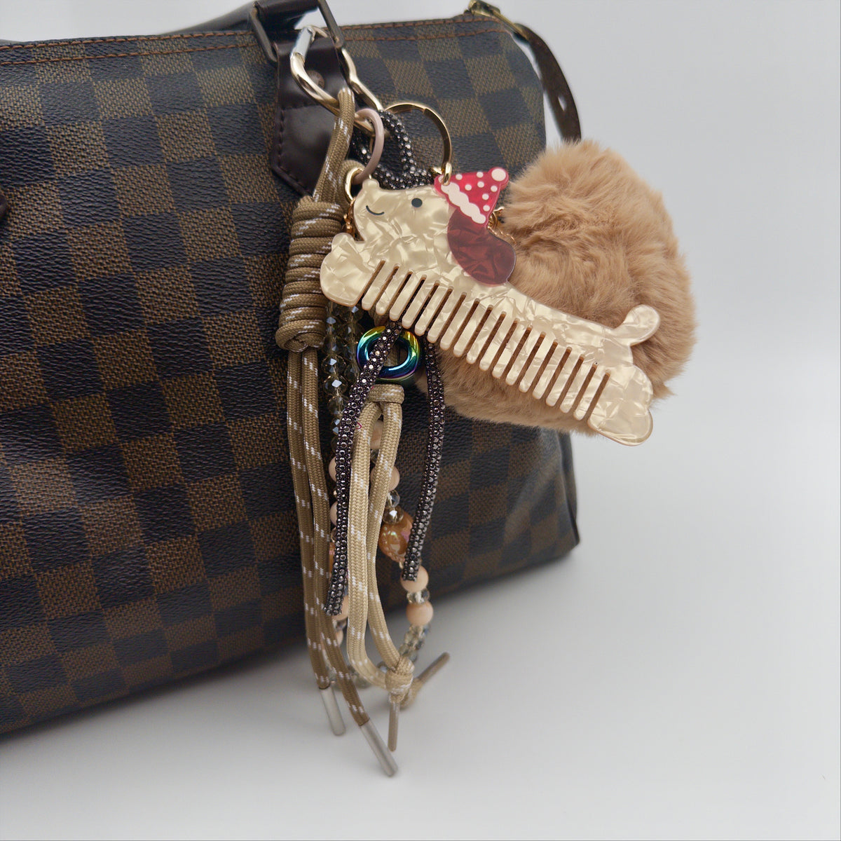 Beige Dog Comb Bag Charm