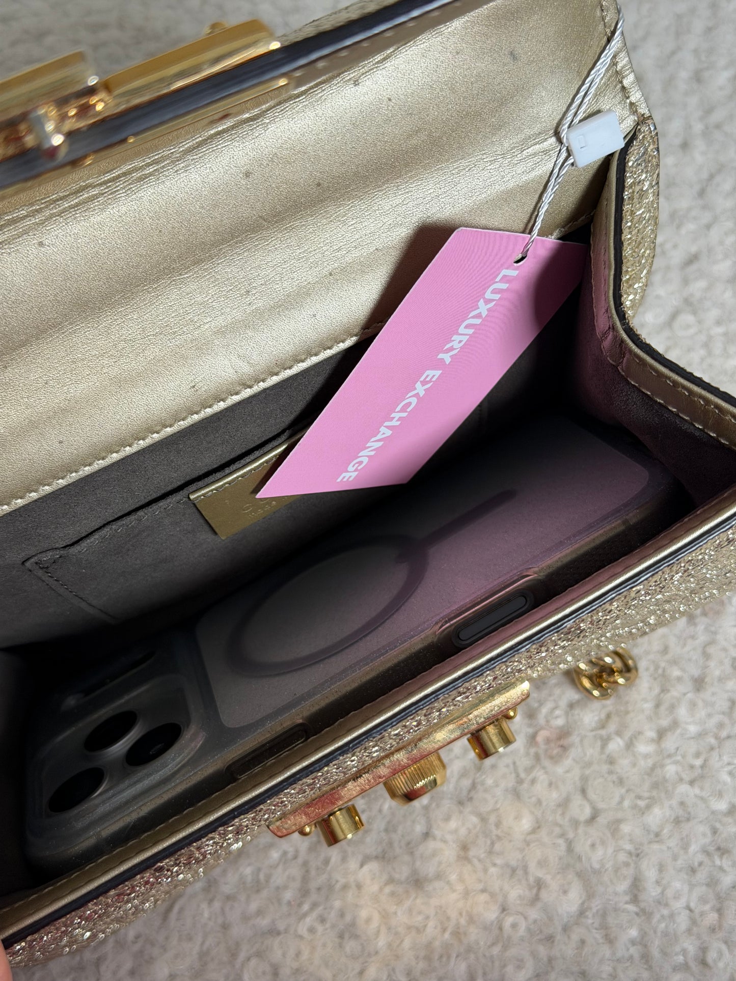 Pre-Owned Gold Metallic Leather Crossbody Bag