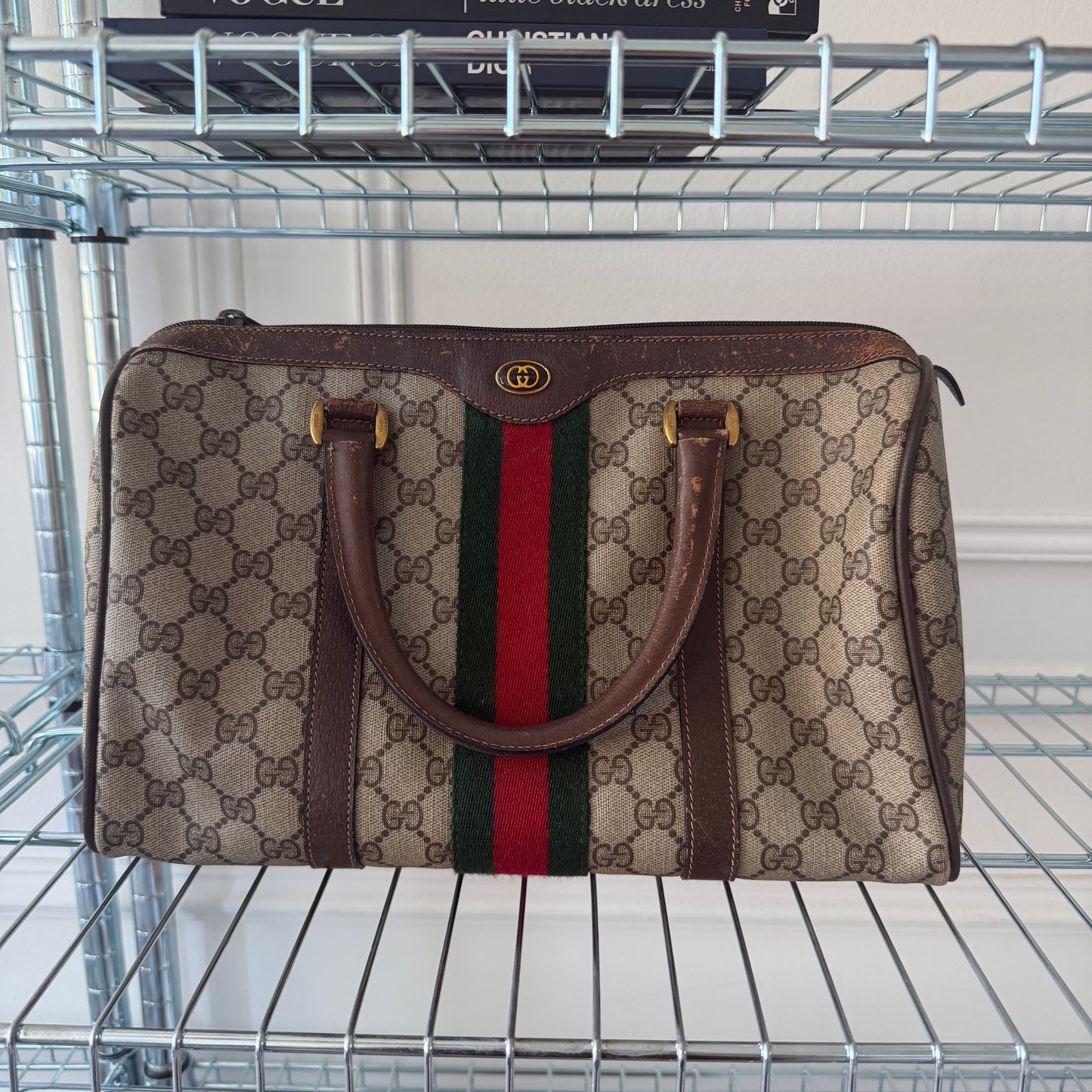 Pre-Owned GG Supreme Canvas Boston Bag
