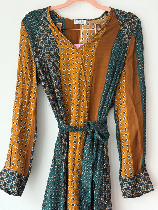 Green/Tan Dress UK10