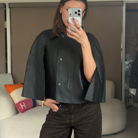 Pre-Owned Black Leather Jacket (38)