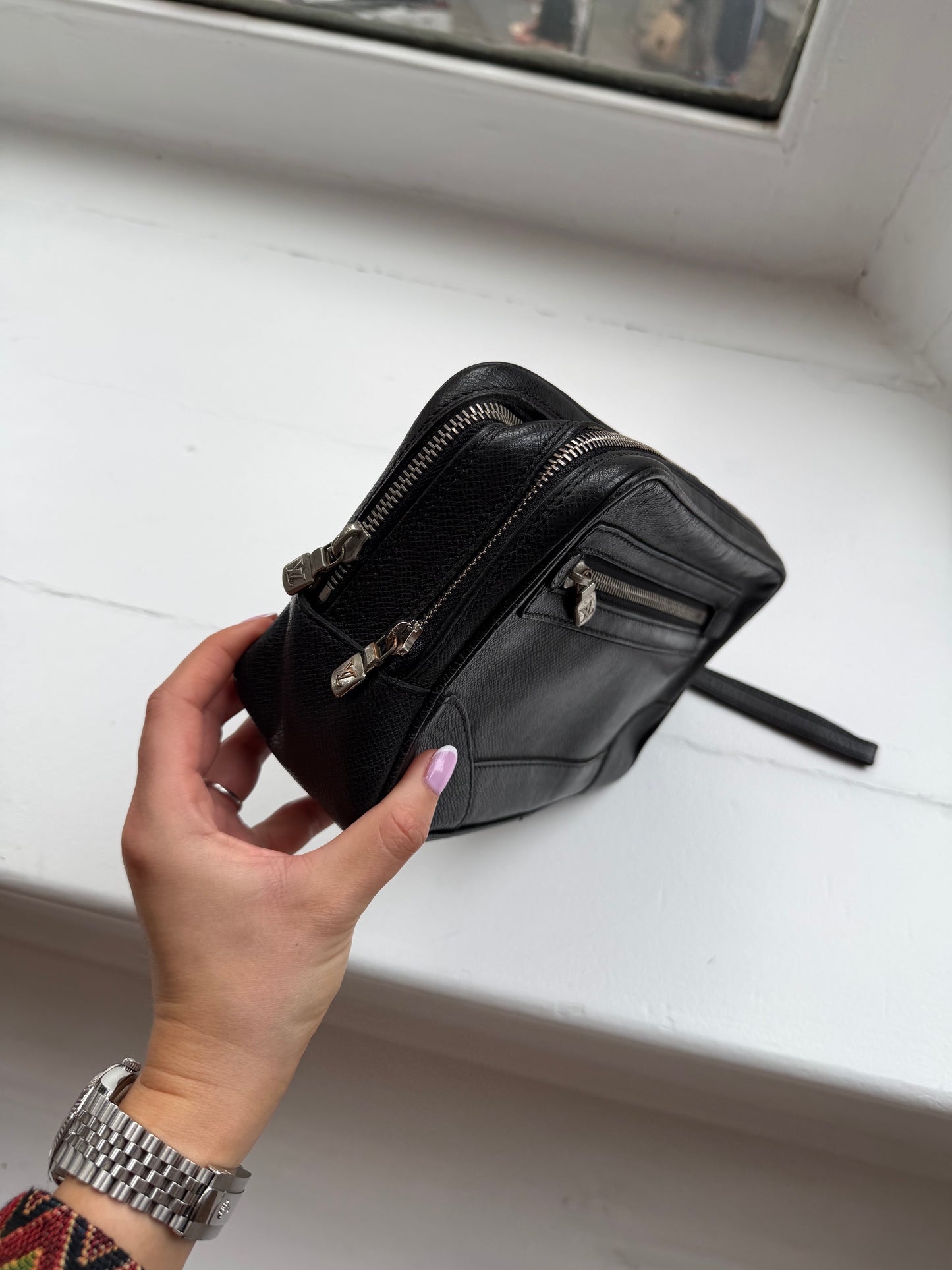 Black Taiga Leather Clutch