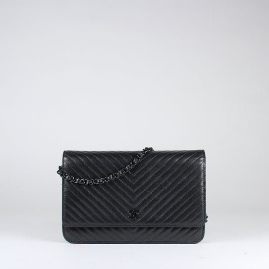 Chanel Black Chevron WOC