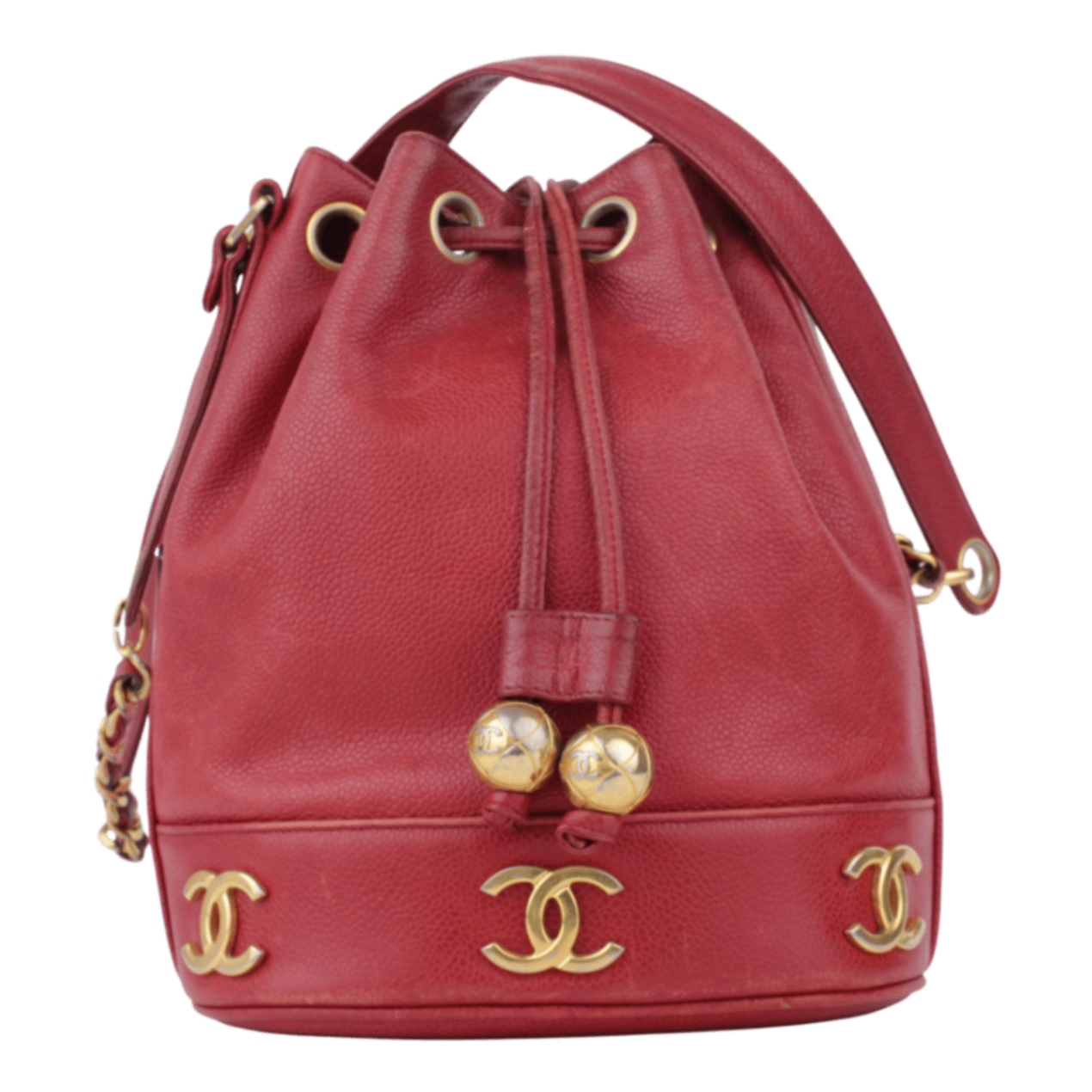 Red Caviar Triple CC Bucket Bag