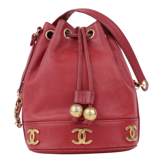 Red Caviar Triple CC Bucket Bag