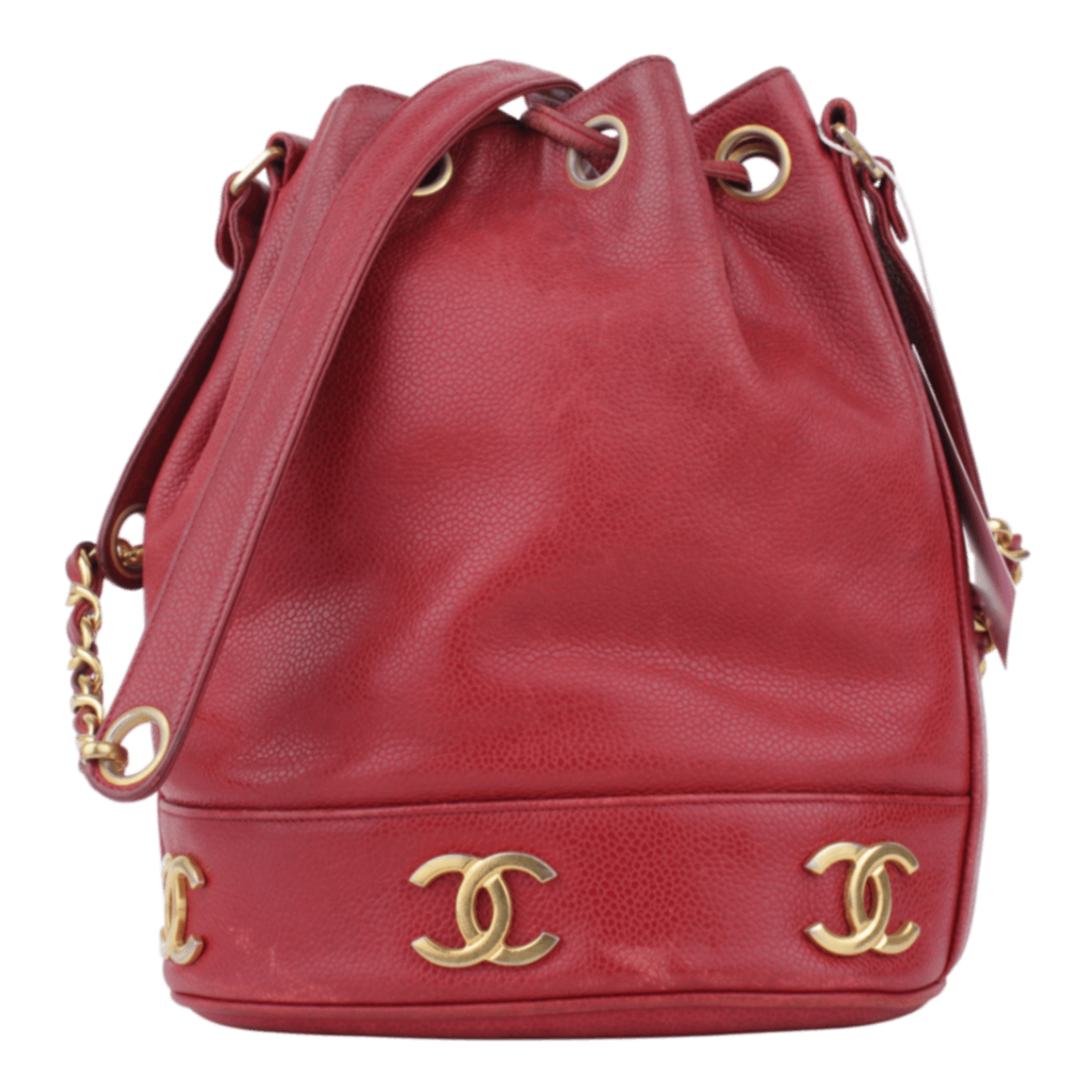 Red Caviar Triple CC Bucket Bag