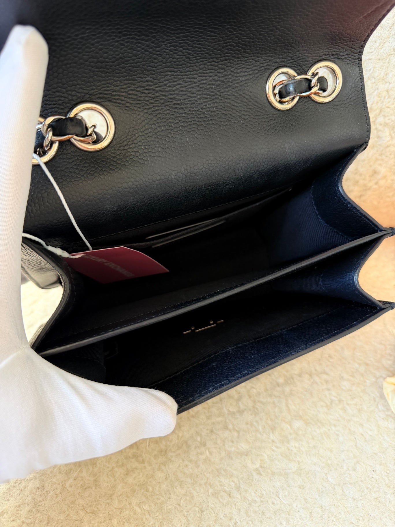 Black Caviar Box Flap Handbag