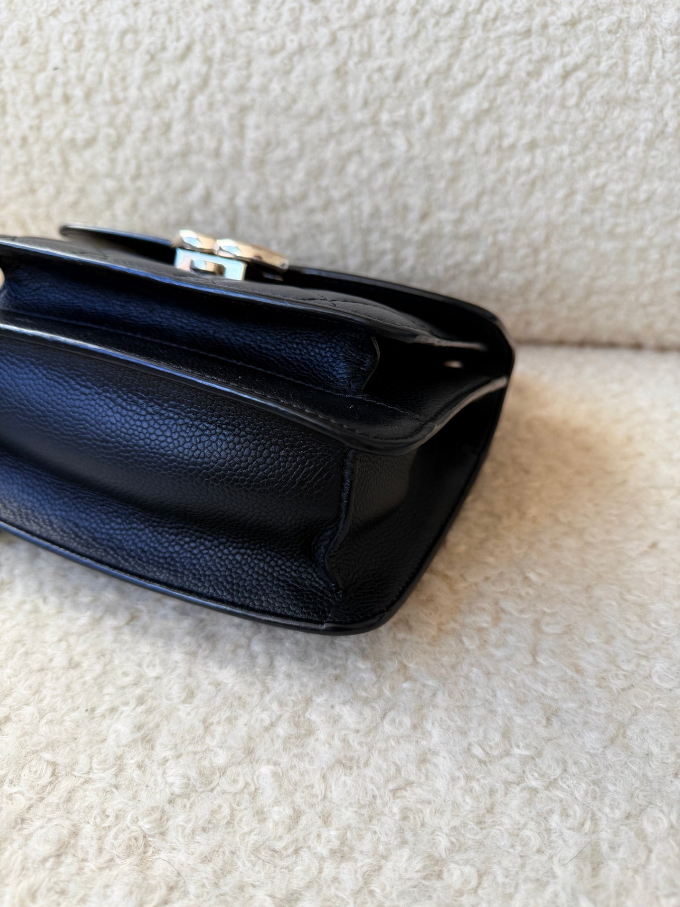 Black Caviar Box Flap Handbag