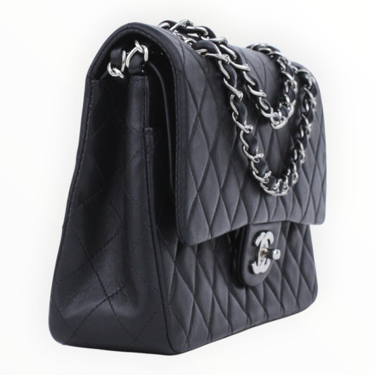 1977-99 Black Lambskin Medium Classic Double Flap Handbag