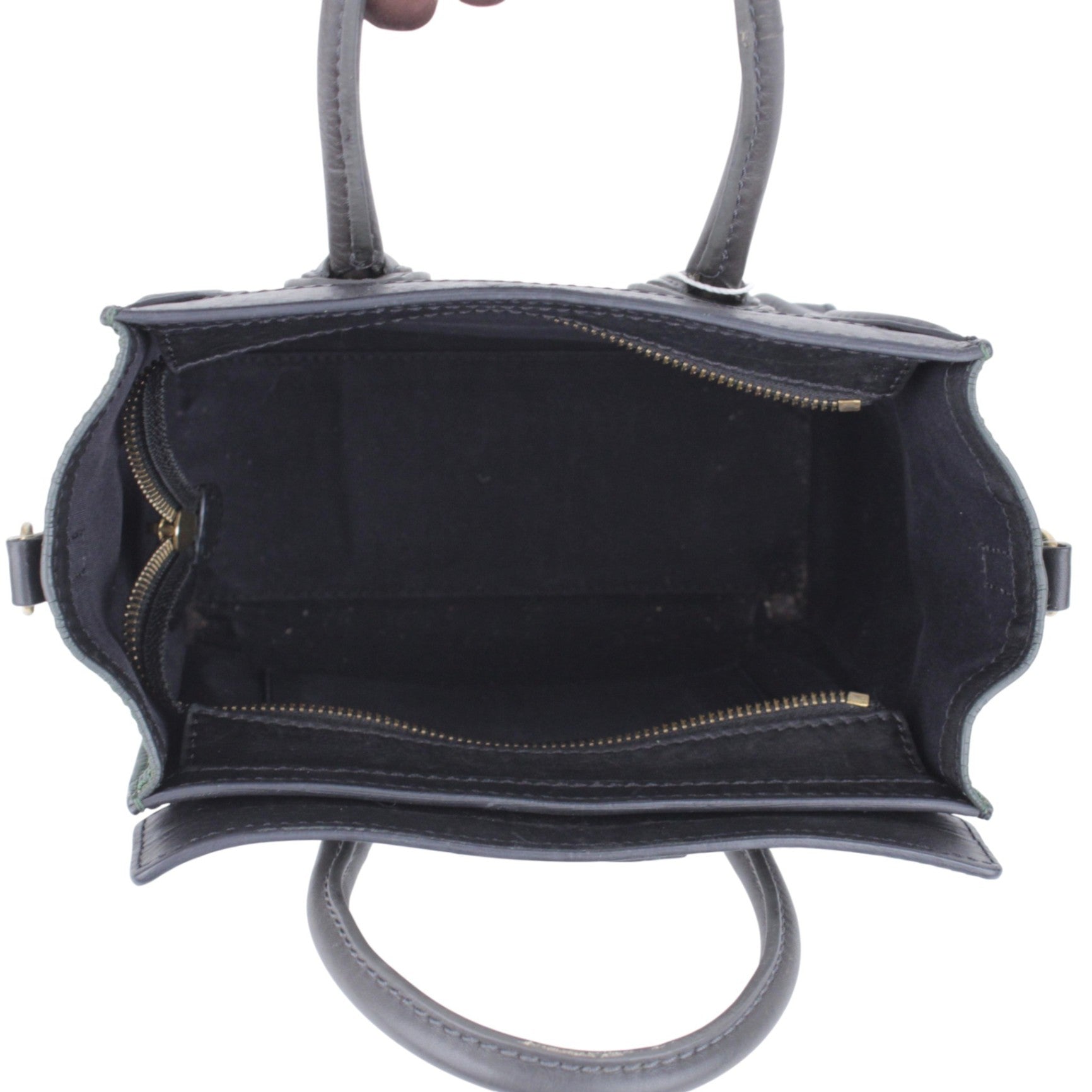 Green/Black Calfskin Leather Nano Luggage Handbag