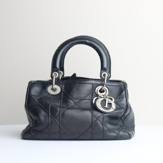 00s Black Cannage Quilted Leather Bowling Bag