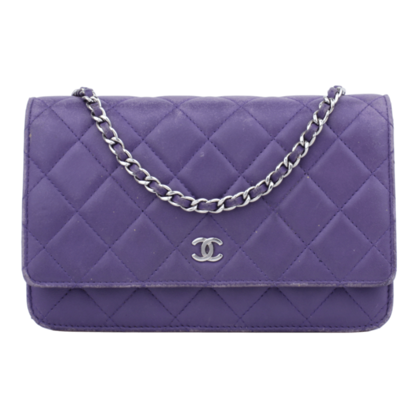 2015-16 Purple Lambskin Leather Wallet on Chain Handbag