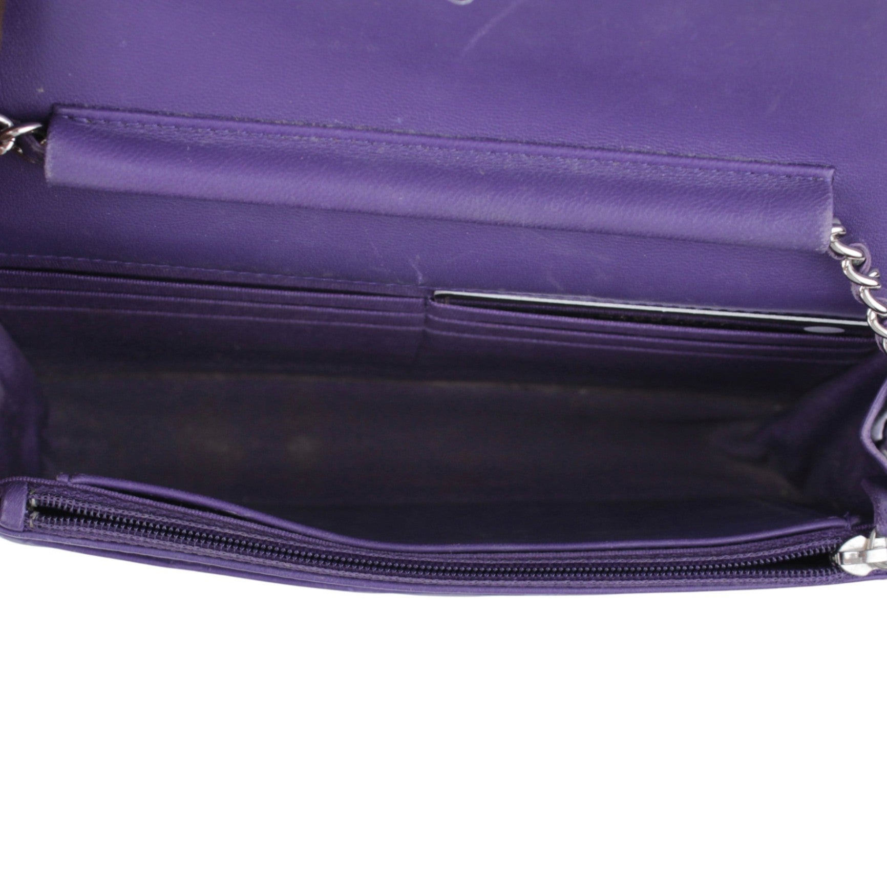 2015-16 Purple Lambskin Leather Wallet on Chain Handbag